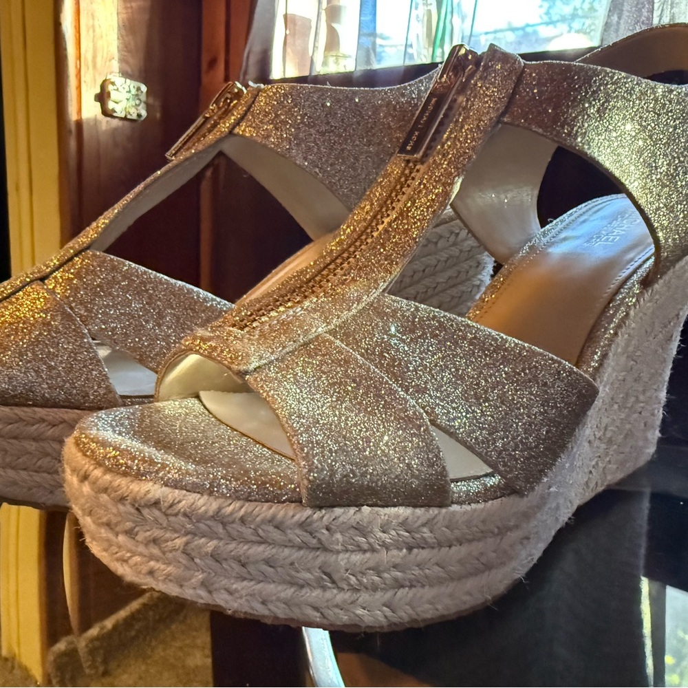 MICHAEL Michael Kors Glittering Gold Platform Sandals